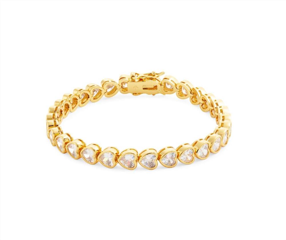 NEW KATE SPADE sweetheart tennis bracelet in gold/clear